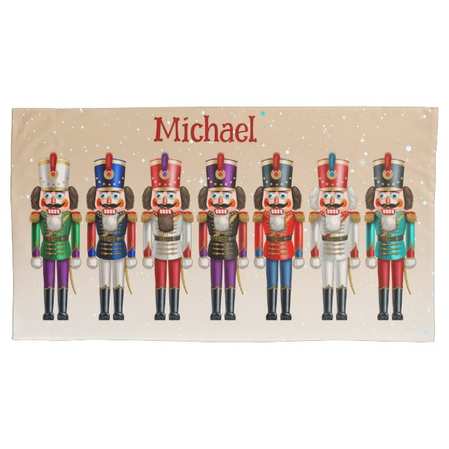 14 Colourful Nutcrackers Toy Soldiers Pillowcase (Front)