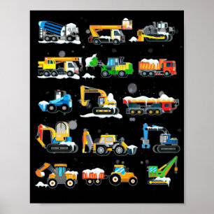 14 Construction Vehicles And Machinery Poster