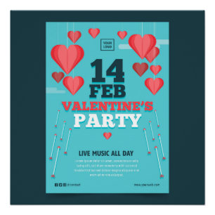 14 FEB Valentine's Party Poster