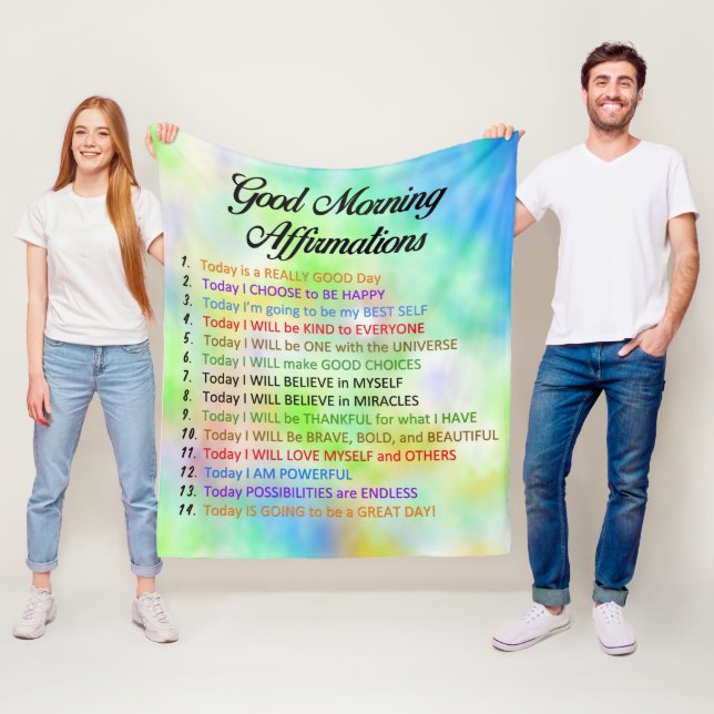 14 Good Morning Affirmations - Positive Thinking Fleece Blanket (In Situ)