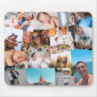 14 Haphazardly Overlapping Photos Collage Template Mouse Pad