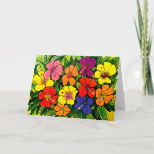 14 - Hibiscus Colour Flowers Card