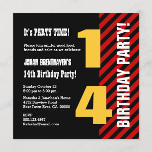 14 or Any Teen Year Birthday Modern Stripes V14Z Invitation