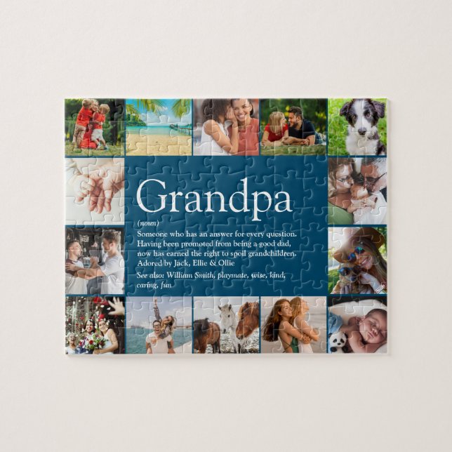 14 Photo Best Grandpa, Papa, Grandad Definition Jigsaw Puzzle (Horizontal)