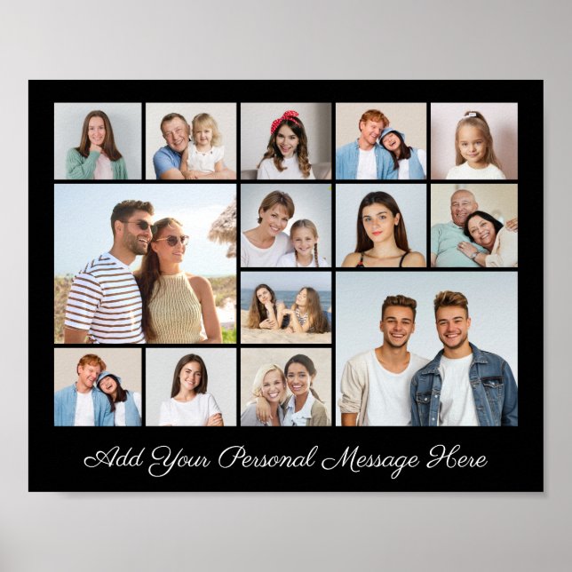 14 Photo Collage Add Your Own Greeting  Poster (Front)