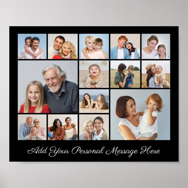 14 Photo Collage Add Your Own Greeting  Poster (Front)