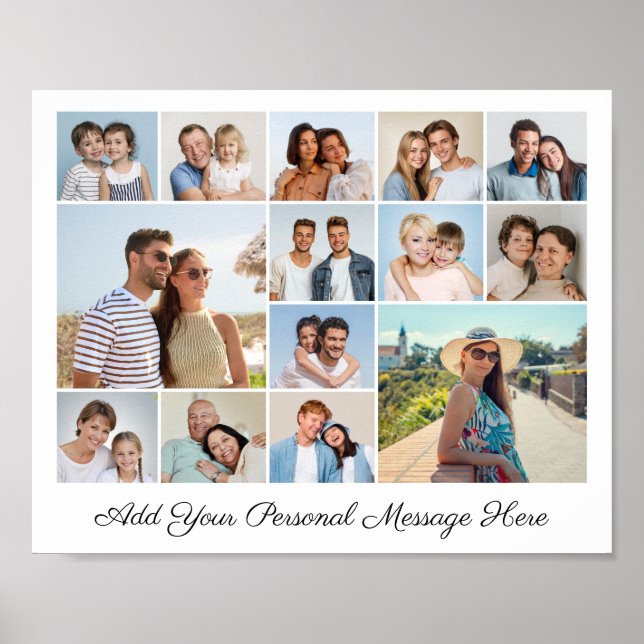 14 Photo Collage Add Your Own Greeting Poster (Front)