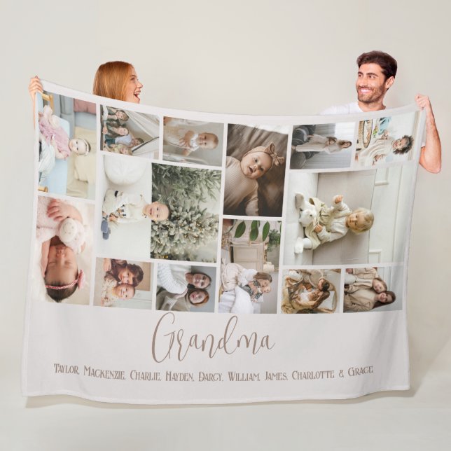 14 Photo collage and text template personalised Fleece Blanket (In Situ)