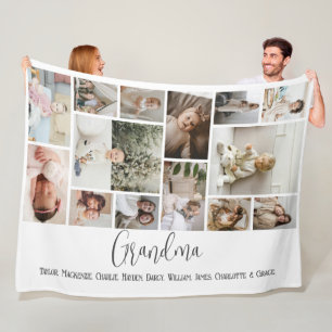 14 Photo collage and text template personalized Fleece Blanket