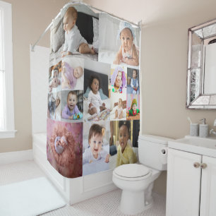 14 Photo Collage Custom Gift Shower Curtain