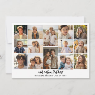 14 Photo Collage Grid - 2 Text boxes - black white Holiday Card