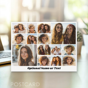 14 Photo Collage - Modern Minimal White Postcard
