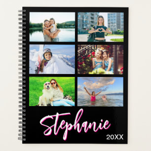 14 Photo Collage Personalised Hot Pink Black Planner