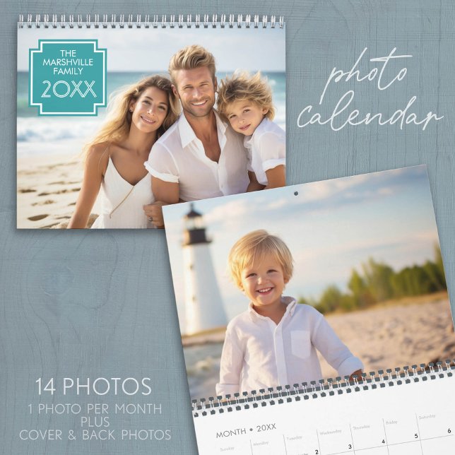 14 Photo Full Coverage - Add your photos Calendar (Custom Photo Calendar - Add 14 Photos for a memorable gift)