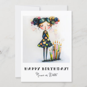 *_* 14  PHOTO NAME Birthday Personalise Whimsical Invitation