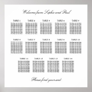 14 Table Elegant Minimalist Seating Chart