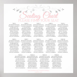 14 Table Pink & Grey Wedding Seating Chart