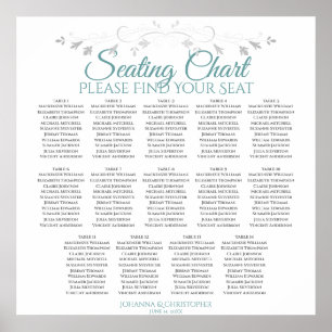 14 Table Teal & Grey Wedding Seating Chart