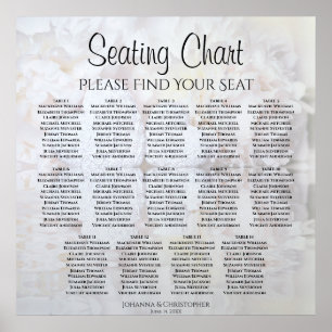 14 Table White Peonies Wedding Seating Chart