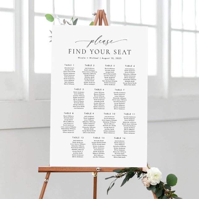 14 Tables Please Find Your Seat Seating Chart (Creator Uploaded)