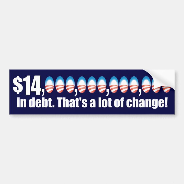 $14 Trillion Dollars In Debt Bumper Sticker (Front)