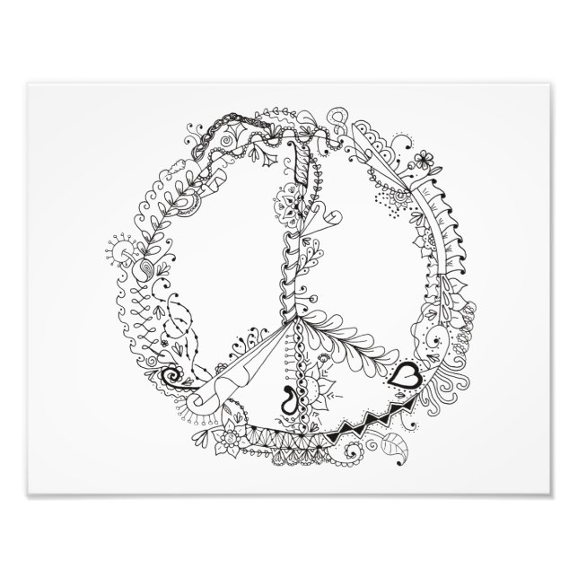 14 x 11 Photo of Illustrated Artsy Peace Sign (Front)
