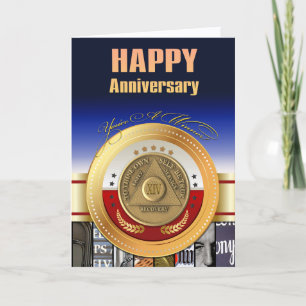 14 Year AA Anniversary Coin You're A Winner Award Card