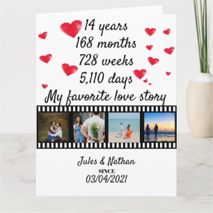 14 year anniversary film strip photo display card