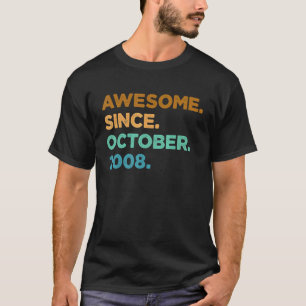 14 Year Old Awesome Since October 2008 14th Birth T-Shirt