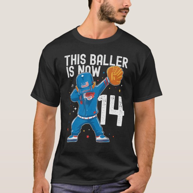 14 Year Old Baseball Birthday 14th Baller Player T T-Shirt (Front)