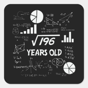 14 Year Old Bday Geeky Math 14th birthday Gift Square Sticker
