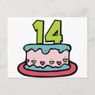 14 Year Old Birthday Cake Postcard