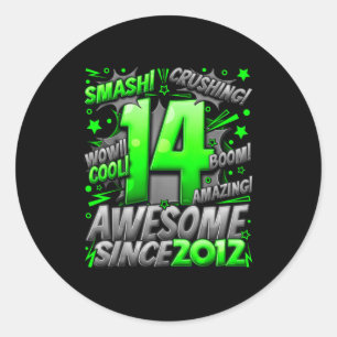 14 Year Old For Boys 14th Birthday Boy 14 Year Old Classic Round Sticker