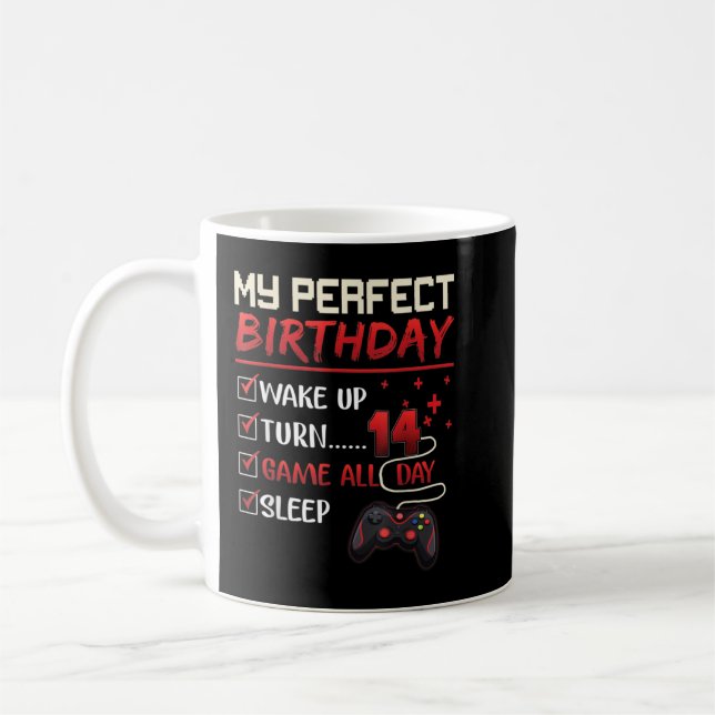14 Year Old Gamer Gift Boy Teen 14th Perfect Birth Coffee Mug (Left)