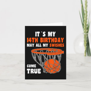 14 Year Old Happy 14th Birthday Basketball 14th Bi Card