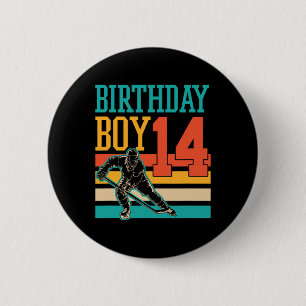14 Year Old Ice Hockey Themed 14th Birthday Party 6 Cm Round Badge