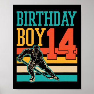 14 Year Old Ice Hockey Themed 14th Birthday Party Poster