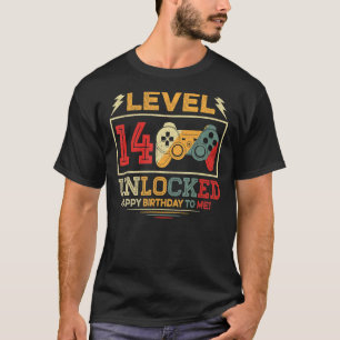 14 Year Old Level 14 Unlockd 14th Birthday Video T-Shirt