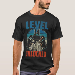14 Year Old Level 14 Unlocked 14th Birthday Boy Vi T-Shirt