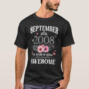 14 Year Old Made In September 2008 14th Birthday T-Shirt