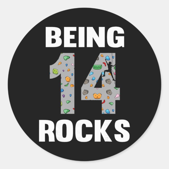 14 Year Old Rock Climber Birthday 14th Climber Bei Classic Round Sticker (Front)