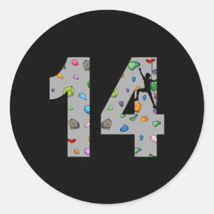 14 Year Old Rock Climbing 14th Birthday Adventure Classic Round Sticker