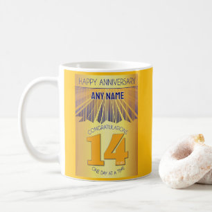 14 Year Sober Anniversary Golden Ray 12 Step Coffee Mug