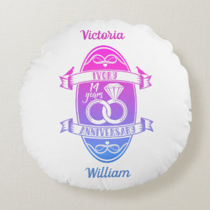 14 Year traditional ivory 14th wedding anniversary Round Cushion