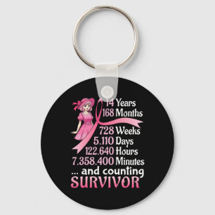 14 Years 168 Months And Counting Breast Cancer Sur Key Ring