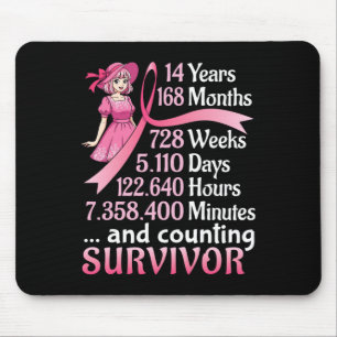 14 Years 168 Months And Counting Breast Cancer Sur Mouse Pad