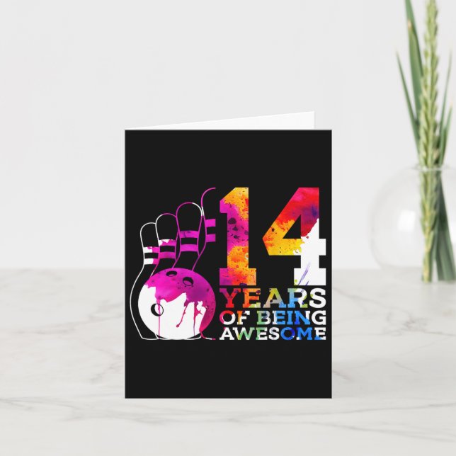 14 Years Of Being Awesome Bowling 14th Birthday  Card (Front)