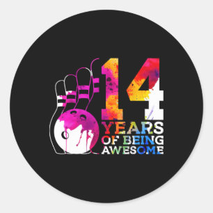 14 Years Of Being Awesome Bowling 14th Birthday  Classic Round Sticker
