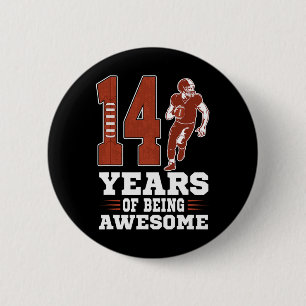 14 Years Of Being Awesome Boy 14th Birthday Footba 6 Cm Round Badge