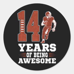 14 Years Of Being Awesome Boy 14th Birthday Footba Classic Round Sticker